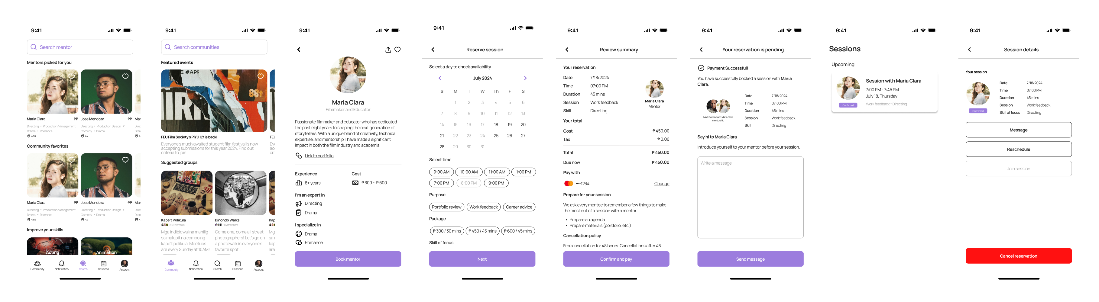 FilmEx 8-screen booking flow overview